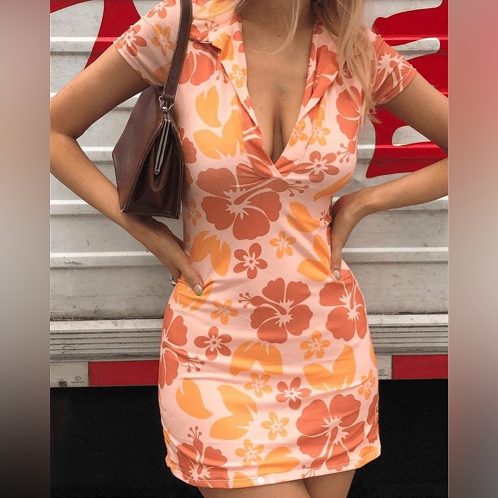 NWT (XS) Y2K 90s Vintage Sexy Dress, E-Girl Retro Slim Hot Dress Streetwear